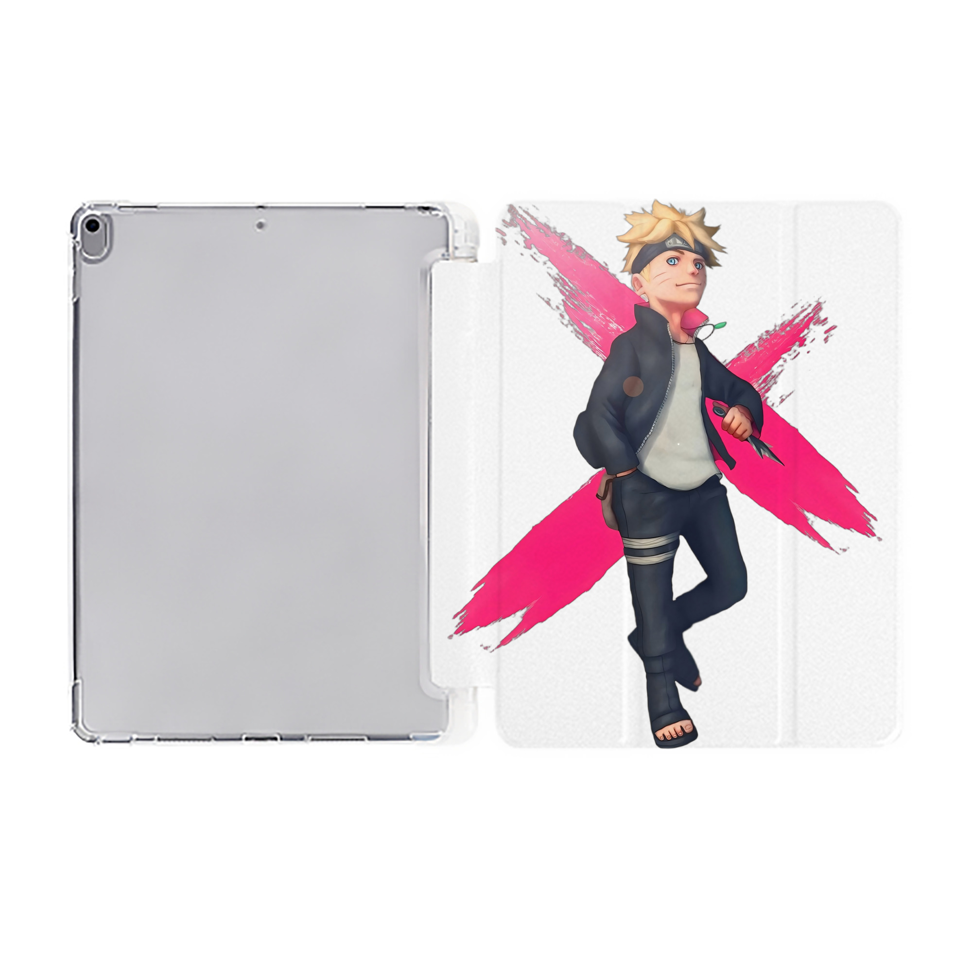 （画像用） NARUTO -ナルト- うずまき ボルト Uzumaki Boruto IPad ケース ペン収納付き 三つ折りスタンド PUレザー×シリコン 対応機種9.5/10.5/10.9インチ